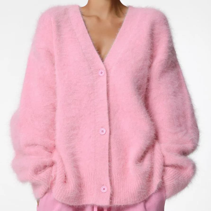 Veste tricotée pour femmes, ample, quotidien, en velours de vison, col en v, pull à manches longues,