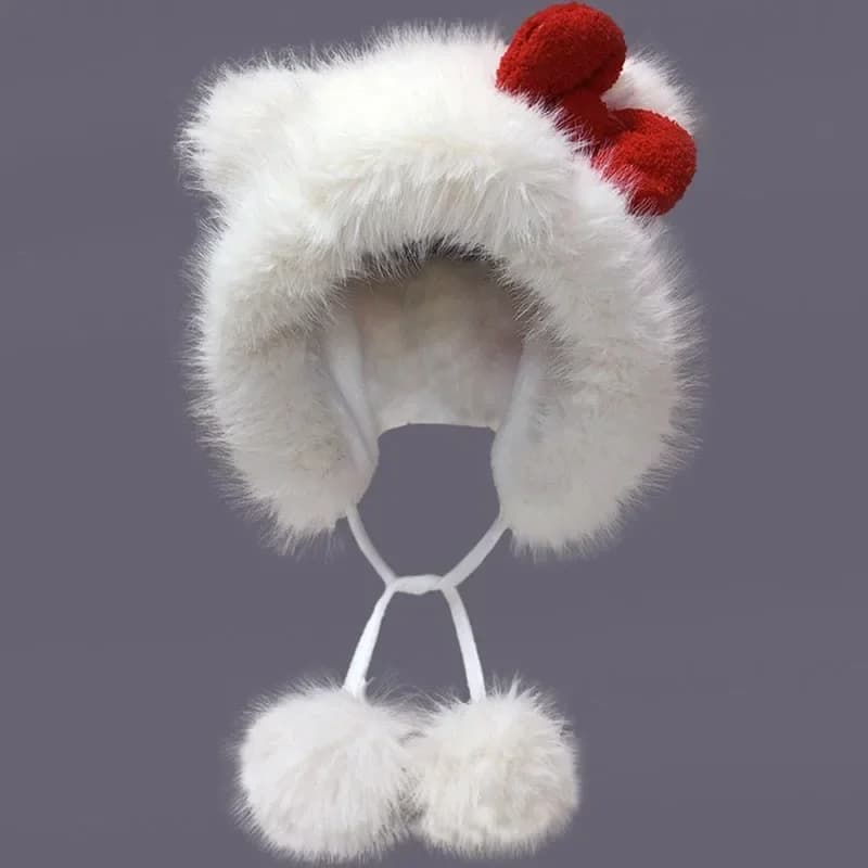 Joli chapeau tricoté Hello Kitty avec nœud, protection des oreilles pour l'hiver, confortable et élé