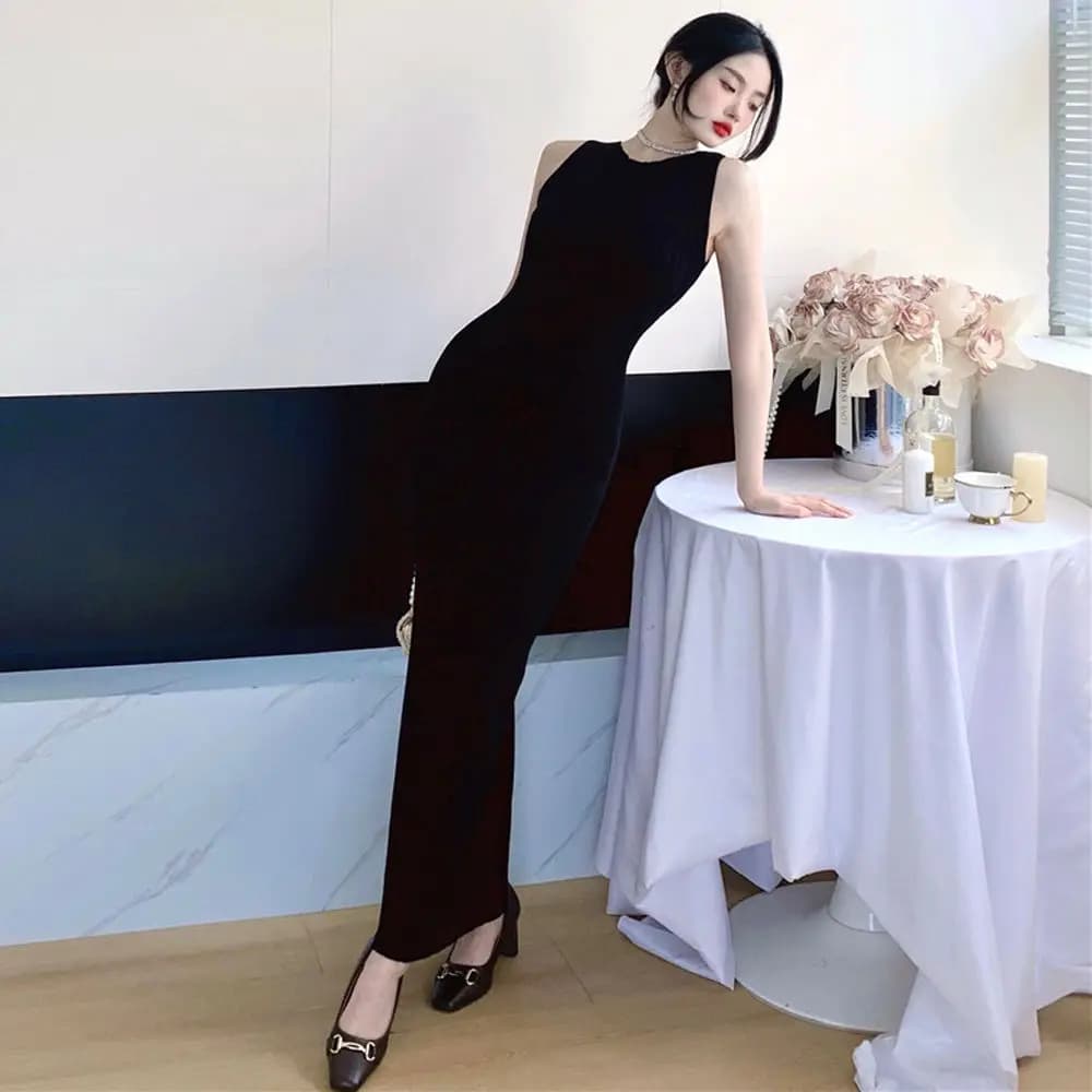 Robe gilet pour femmes enceintes, tempérament d'été, haut de gamme, Simple, Slim, sans manches, fent