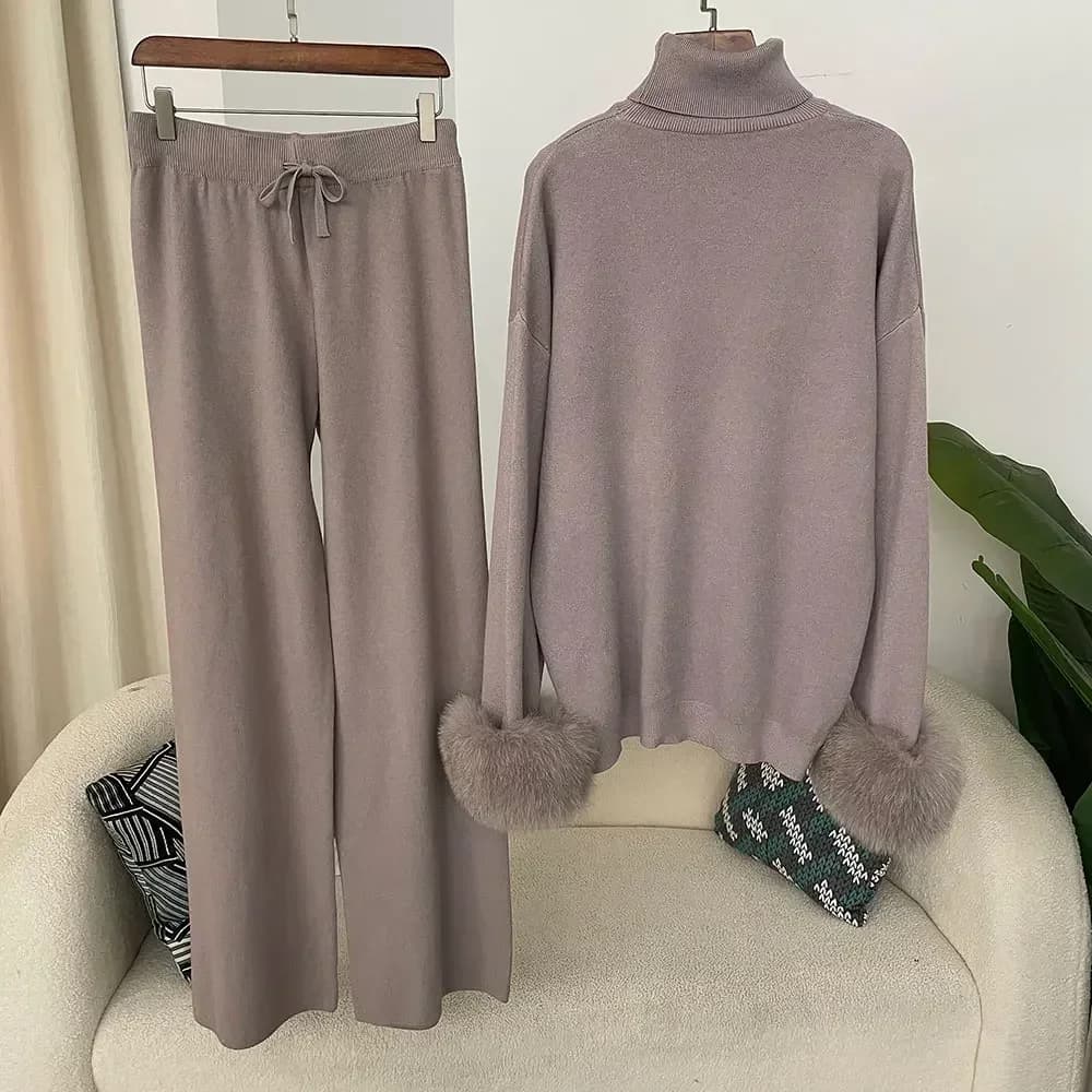 Pull en fourrure de vraie fourrure de renard, chaud et naturel, manchettes, manteau, pantalon Long, 