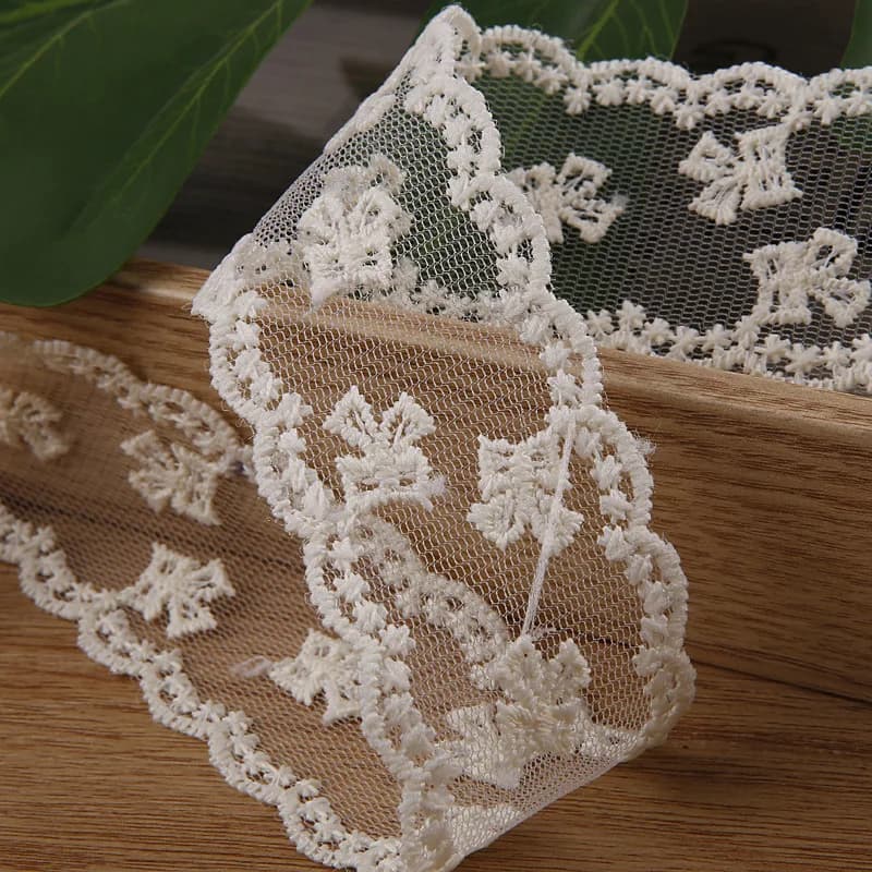 Rouleau de tulle coloré pour tissu bilatéral, motif de nœud de broderie, garniture en dentelle, mail