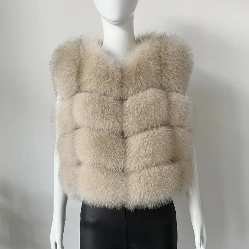BEIZIRU veste d'hiver Super mode pour femme gilet en vraie fourrure de luxe naturel sans manches