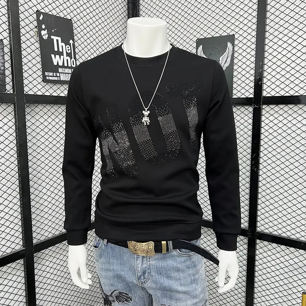 Sweat-shirt à manches longues et col rond pour homme, élégant, tendance, automne hiver