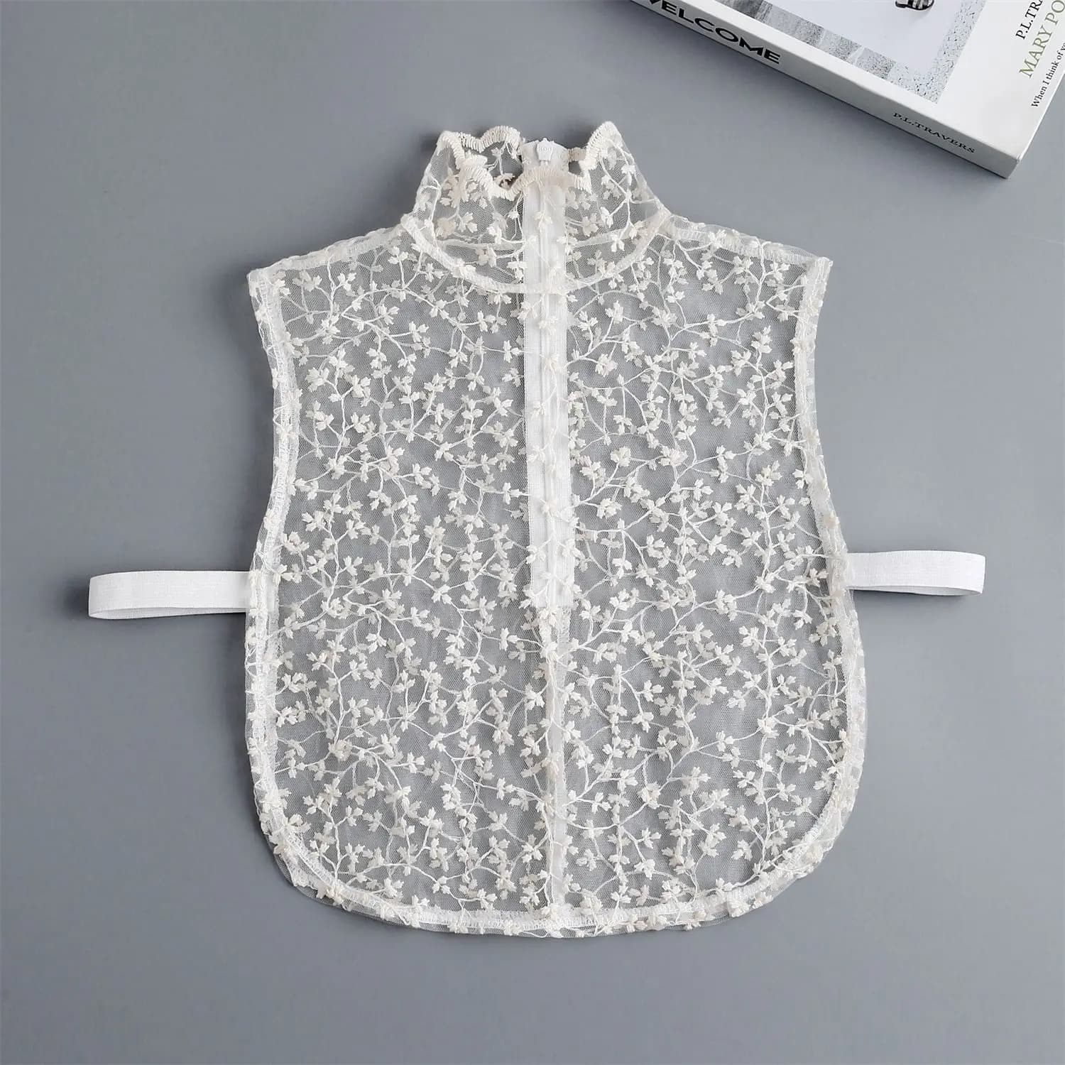 Faux col en dentelle pétale pour fille, magnifique et ludique, en pur coton, cravates de chemise, no