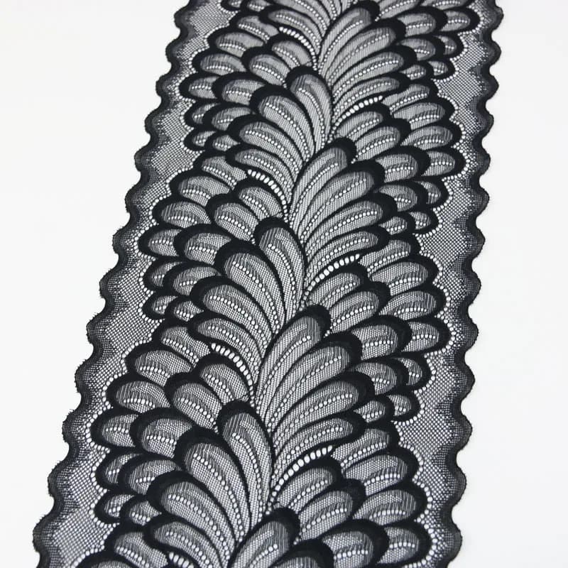 (3 mètres) 22 cm de dentelle élastique à motifs de feuilles pour accessoires vestimentaires, couture