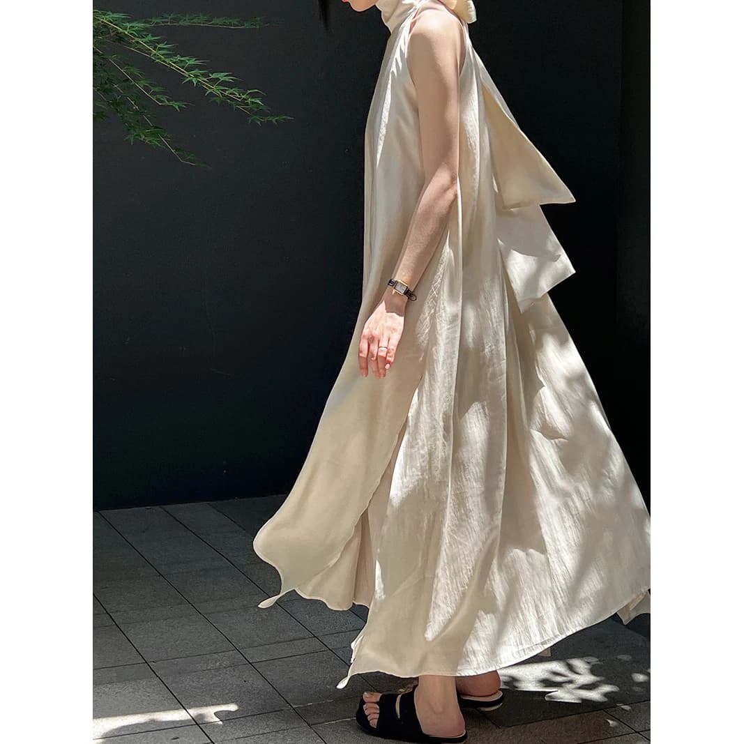 Robe longue sans manches, col licou, Style ample, ligne a, style Boho, élégante, Maxi, vêtements d'é