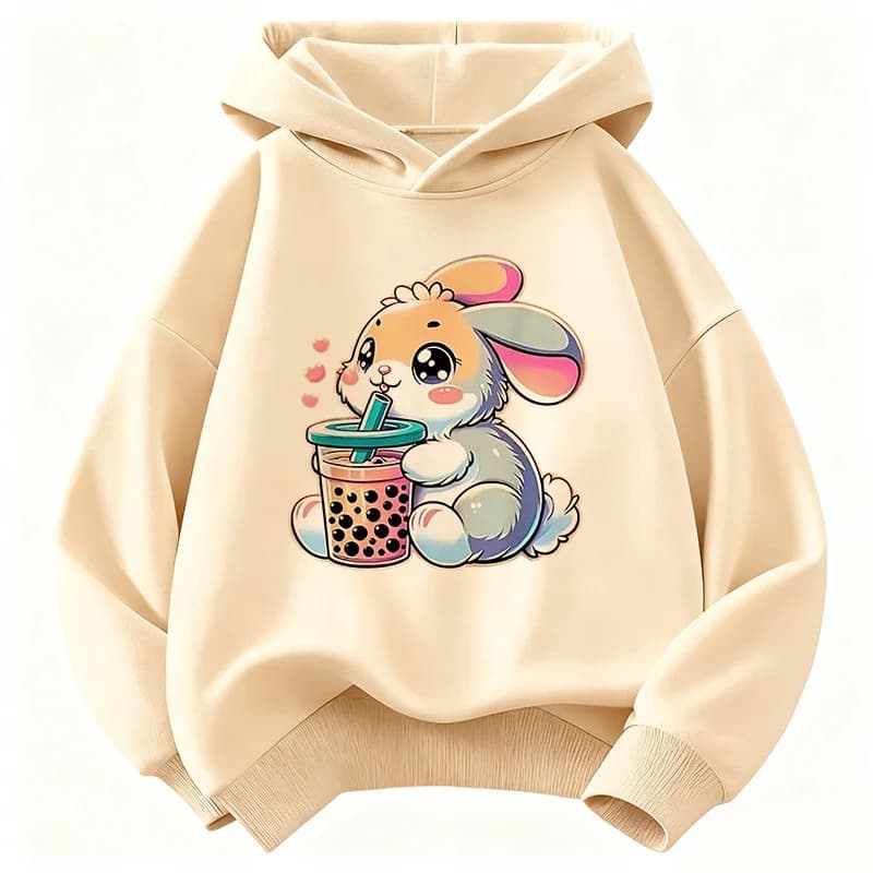 Sweat à capuche graphique lapin mignon 2026 pour enfants – Sweat-shirt décontracté pour garçons et f