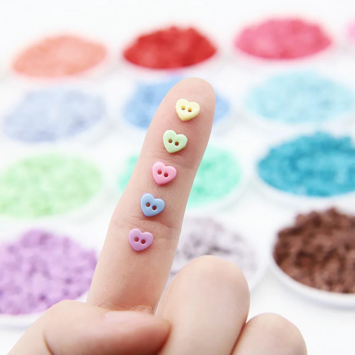 Mini boutons en forme de cœur fantaisie, 6mm, 2 trous, pour poupées, vêtements, couture, artisanat, 