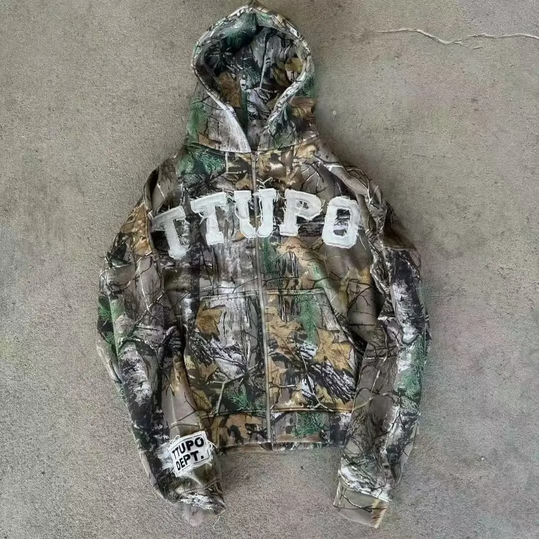 Y2K hommes fermeture éclair camouflage tactique Cardigan bombardier veste automne nouveau homme lett