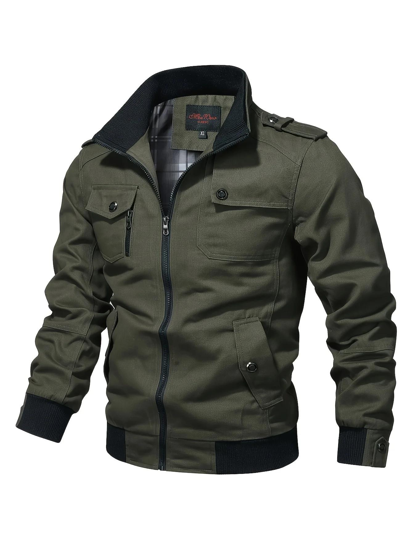 Veste de travail à col montant pour hommes, veste décontractée