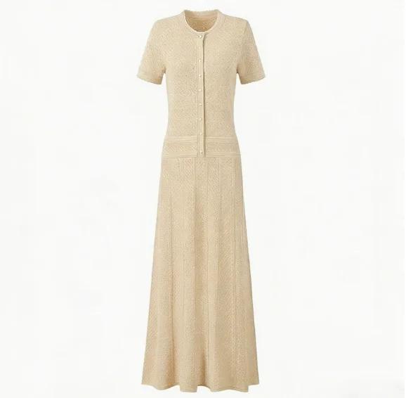 Ensemble de robe longue tricotée pour femmes, col rond, manches longues, veste, demi-jupe, costumes 