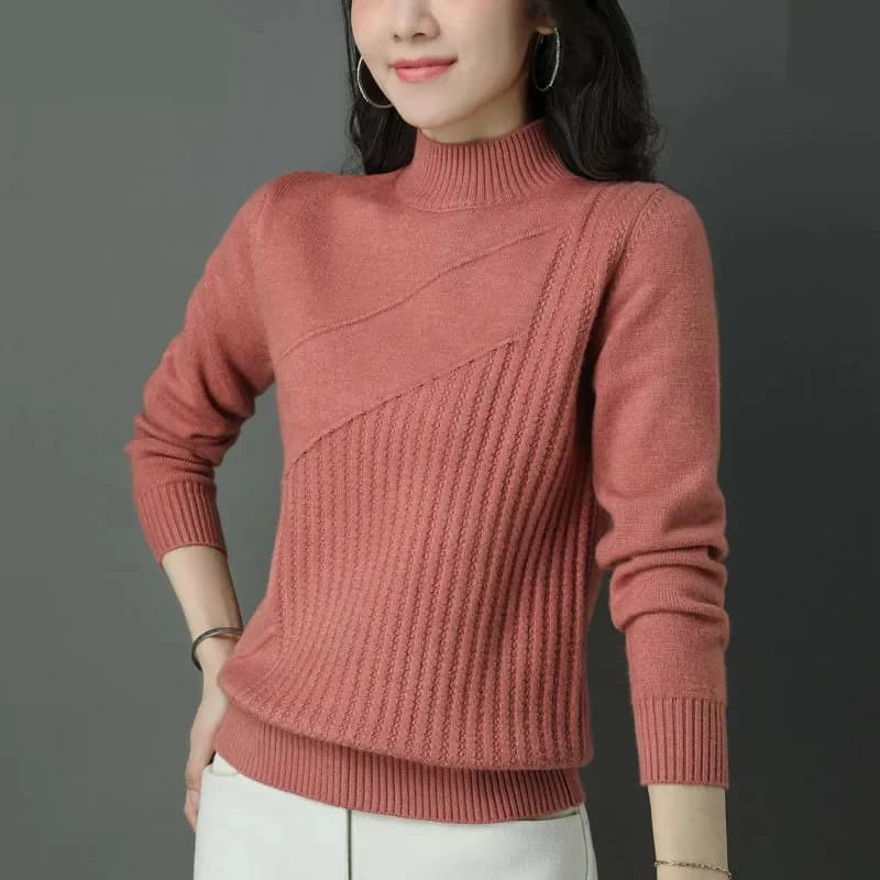 Pull à col mi-haut pour femme, manteau en tricot de haute qualité, chemise à bascule, nouvelle colle