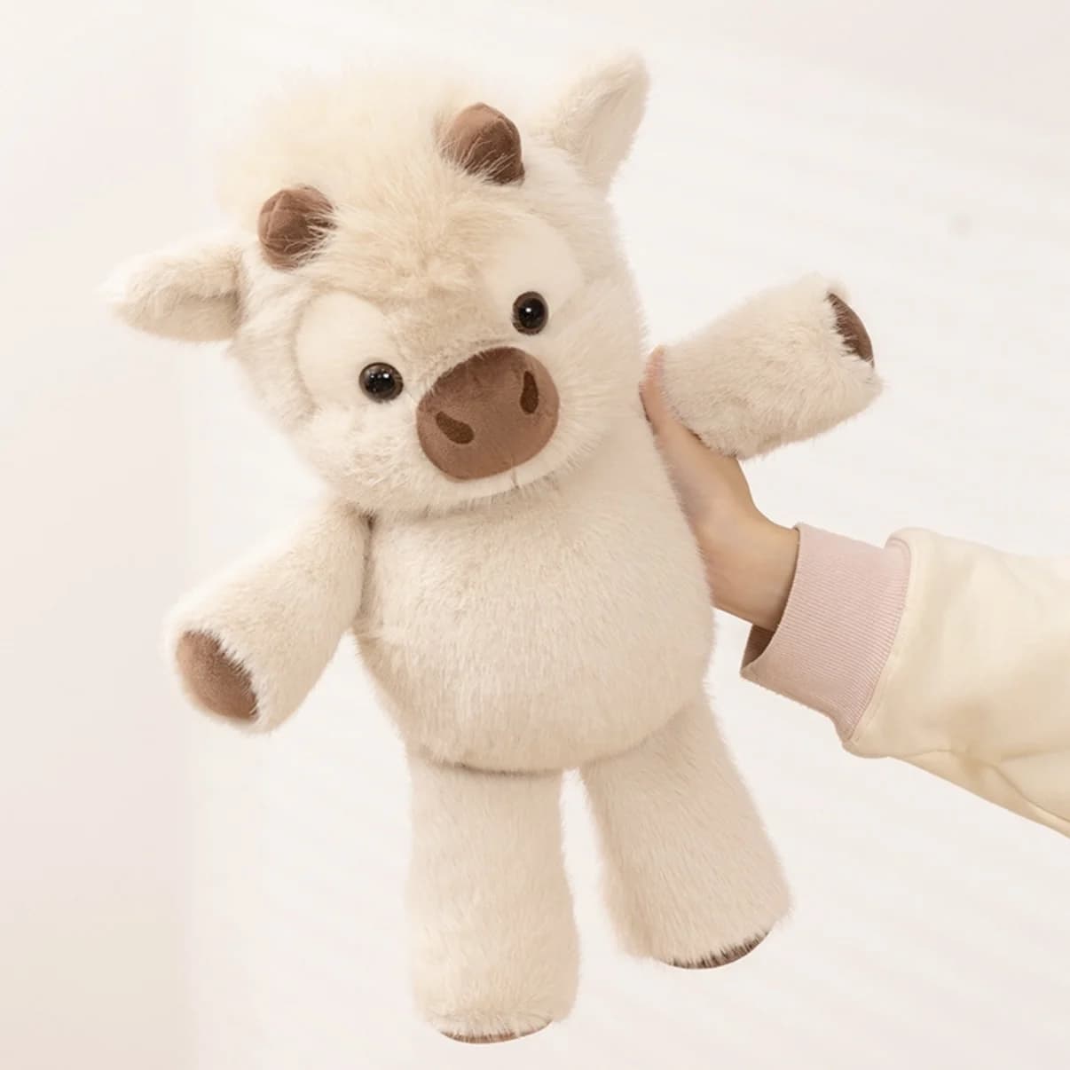 Peluche Kawaii Vache des Highlands 45 cm, jouet câlin en forme de vache qui court, en tissu doux de 