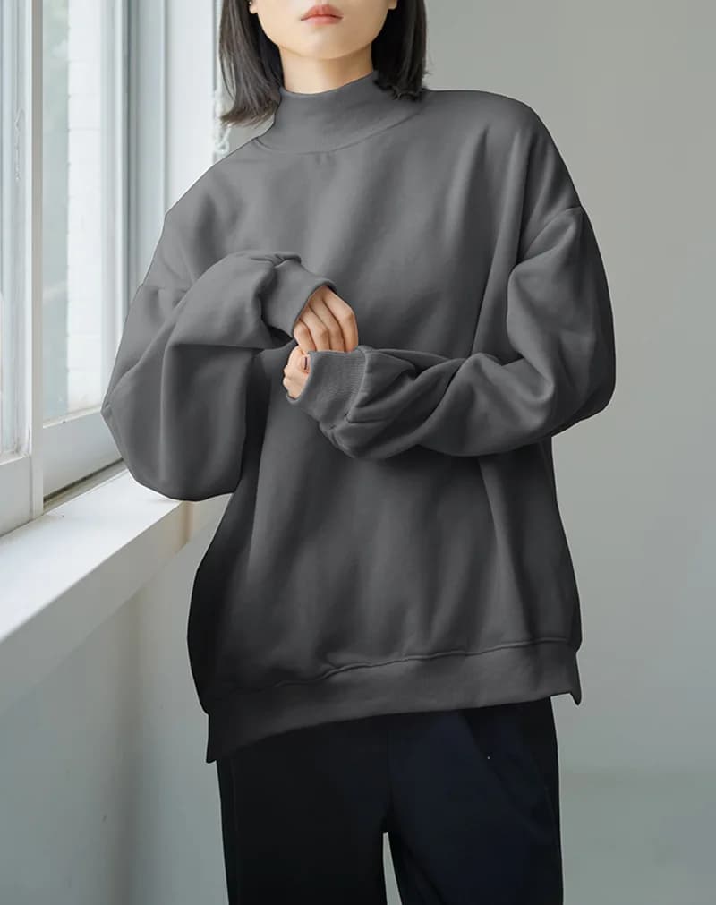 Pull décontracté à col roulé pour femme, haut ample, manteau moyen et Long