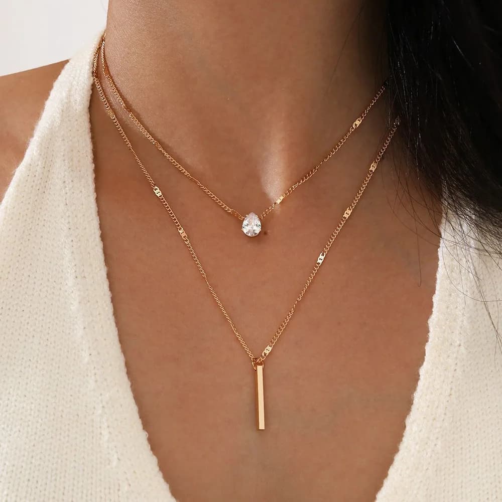 ChimZunderes-Collier pendentif multicouche pour femme, tour de cou JOChoker, bijoux brillants, cadea