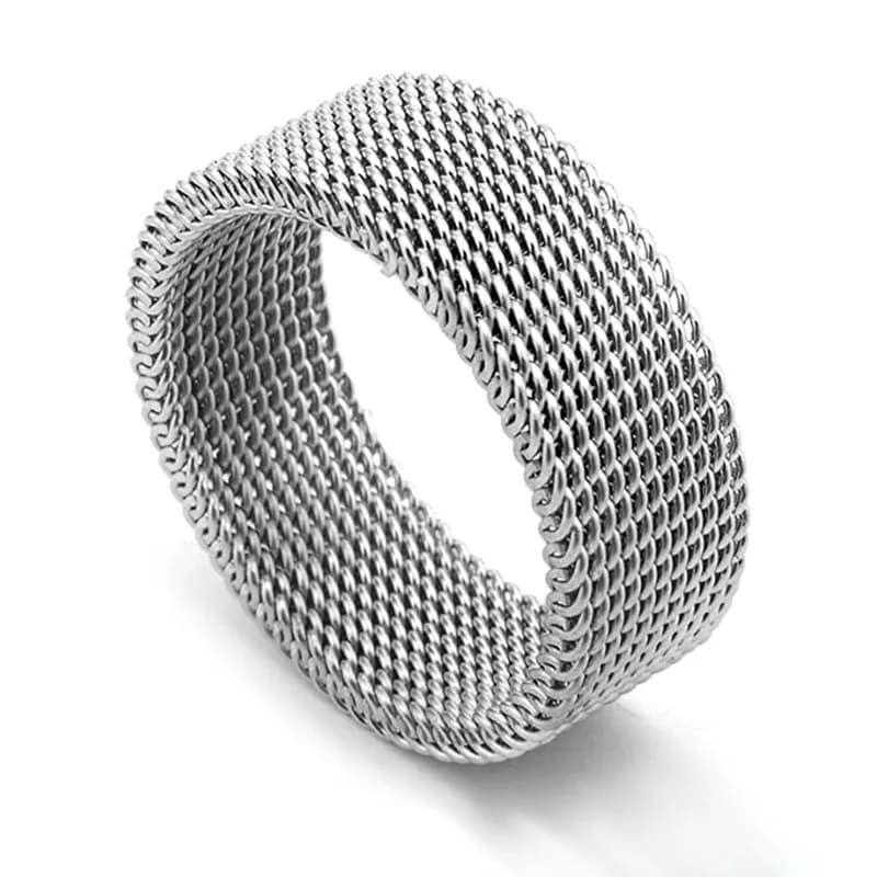 Bague moderne en maille d'acier inoxydable pour hommes et femmes, 4mm 8mm de large, bijoux rétro, ca