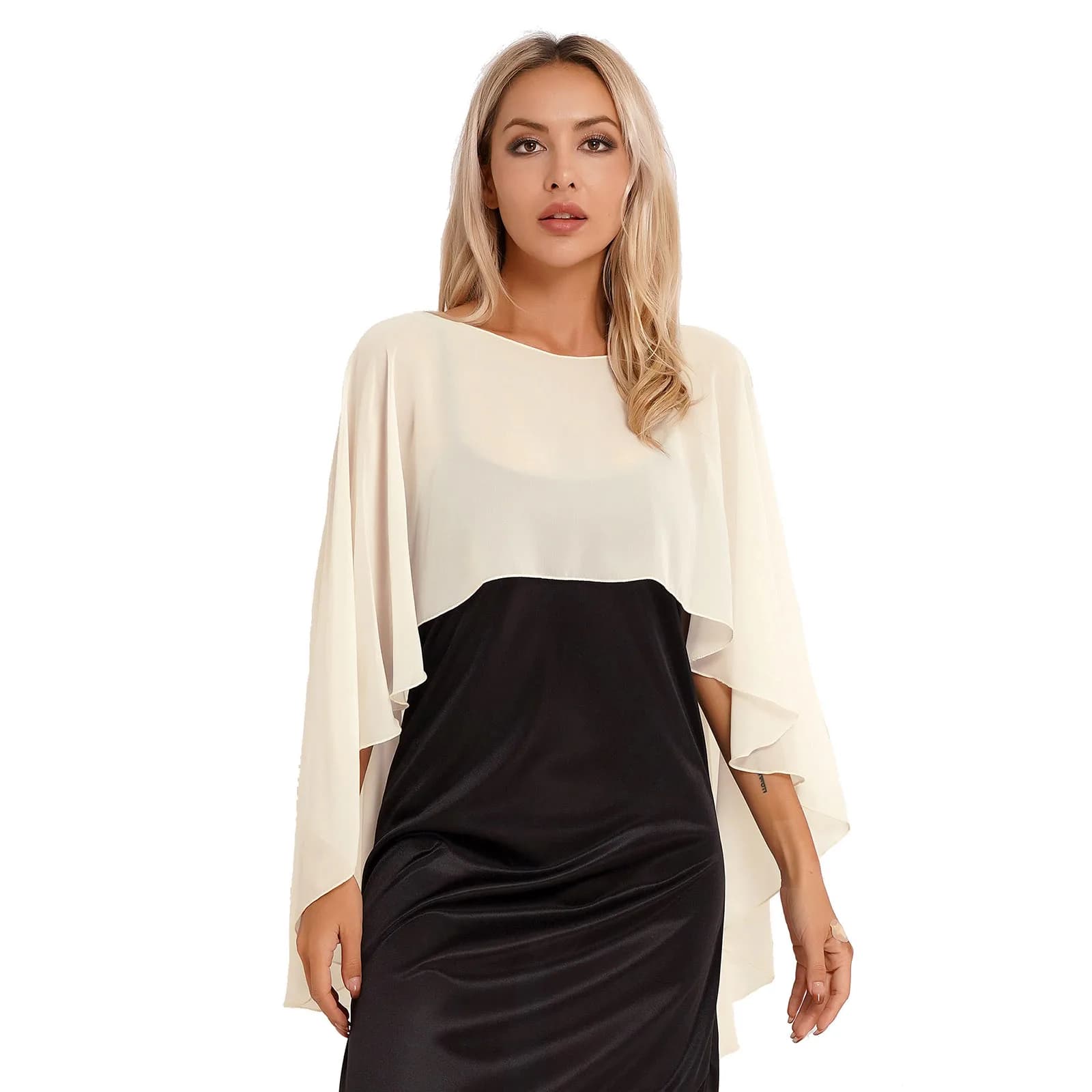 Capes en mousseline de soie pour femmes, châle long, léger, haussement d'épaules, robe enveloppante