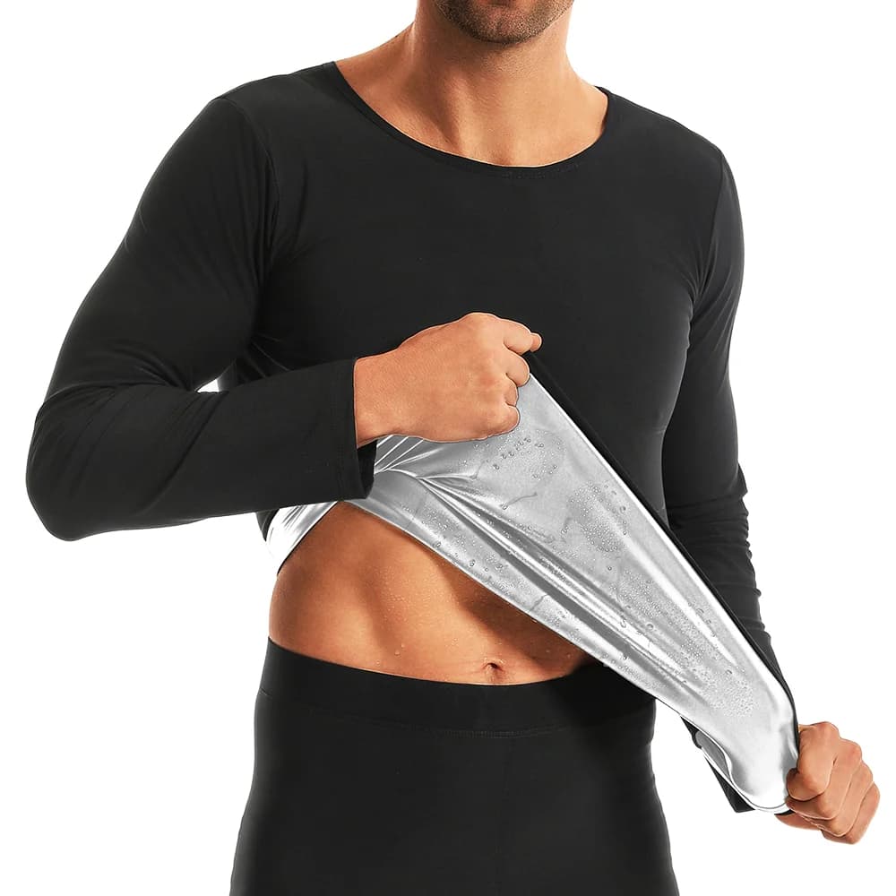 Sauna sueur perte de poids Shapewear transpiration manches longues hommes musculation Shaper gymnast