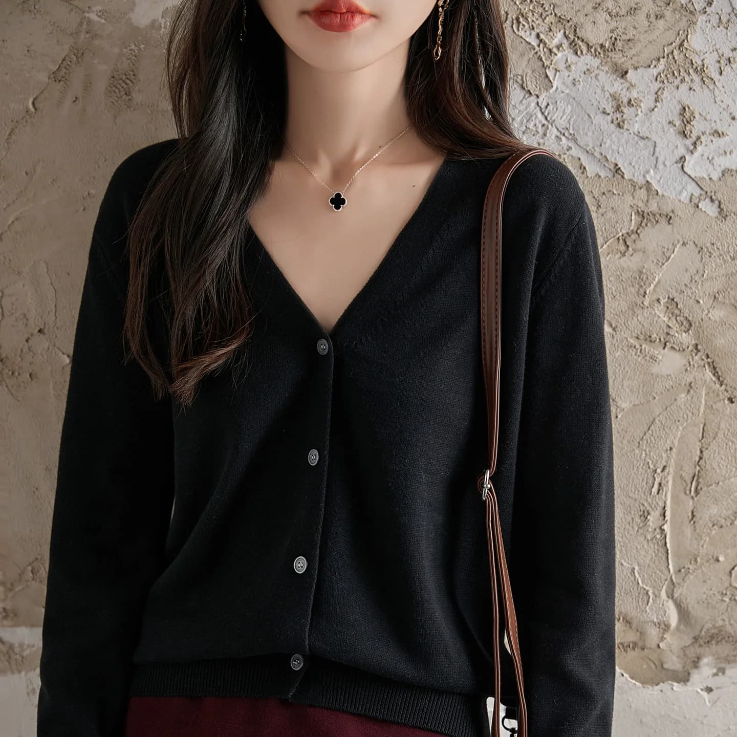 LDZWSM – pull en coton tricoté à 100%, veste à boutons, col en v, manches longues, hauts décontracté