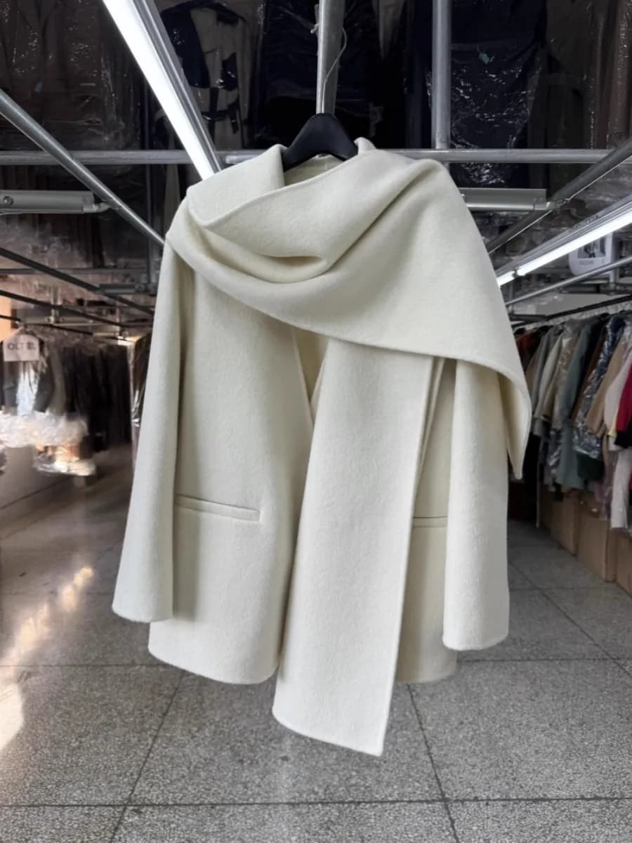 Manteau 100% laine à col écharpe pour femmes, veste d'automne et d'hiver élégante à la mode coréenne