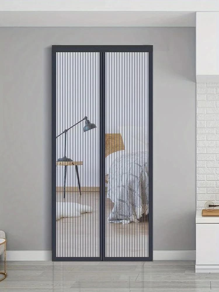 Moustiquaire magnétique sans perçage - Rideau en maille noir et blanc facile à installer, doté d'un 