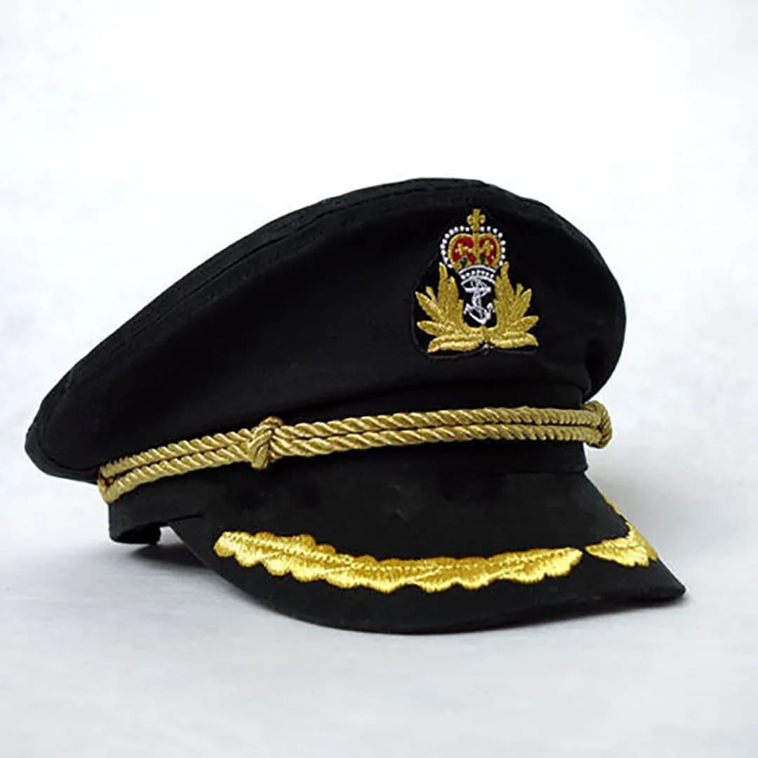 Chapeau de marin pour homme, casquette de capitaine noir et blanc, uniforme de fête costumée, cospla