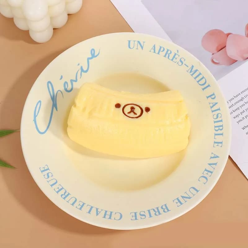 1 pièce Ours banane Squishy fait main, à remontée lente, super doux, jouet anti-stress et de décompr