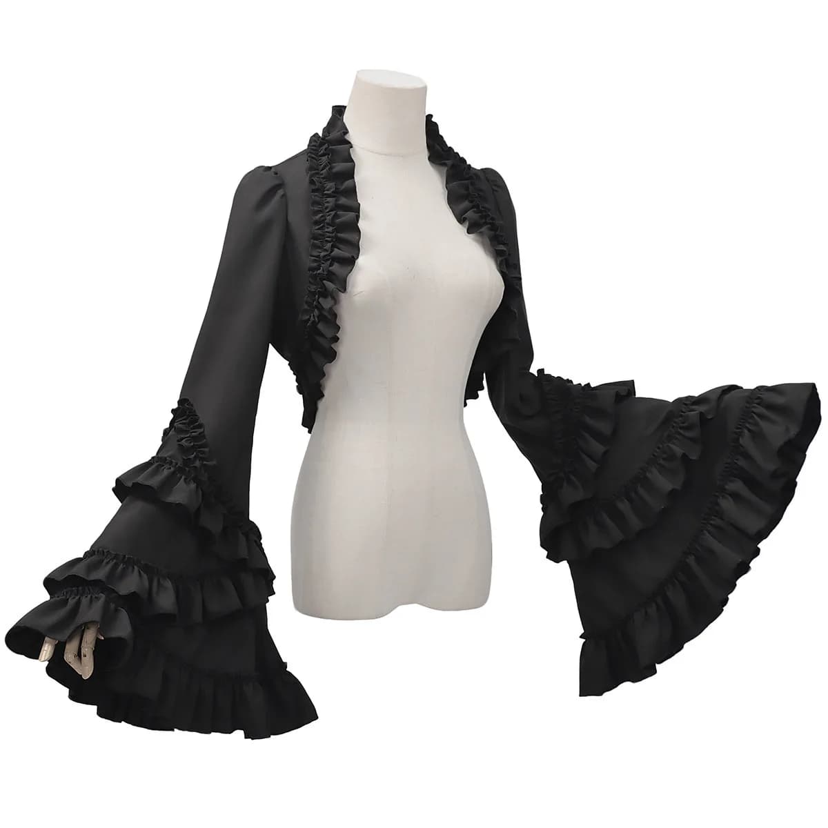 Gilet Lolita gothique élégant pour femmes, châle court noir Lolita, manches longues, superposé, à vo