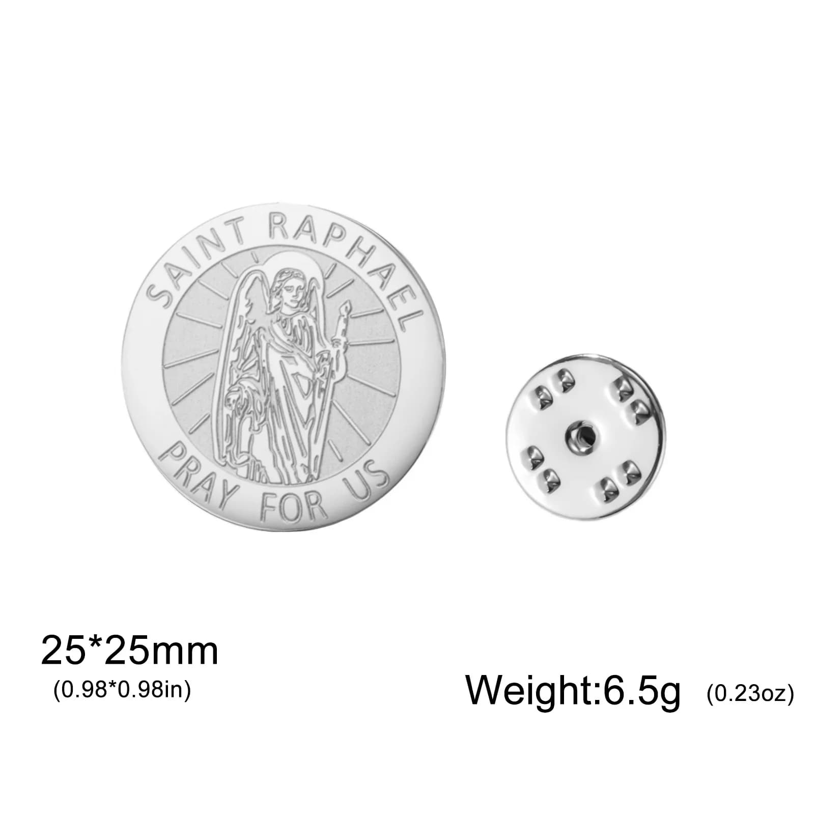 Broche Archange Saint Raphaël, Médaille ST. Raphaël Prière pour Nous, Bijou Religieux Chrétien, Cade