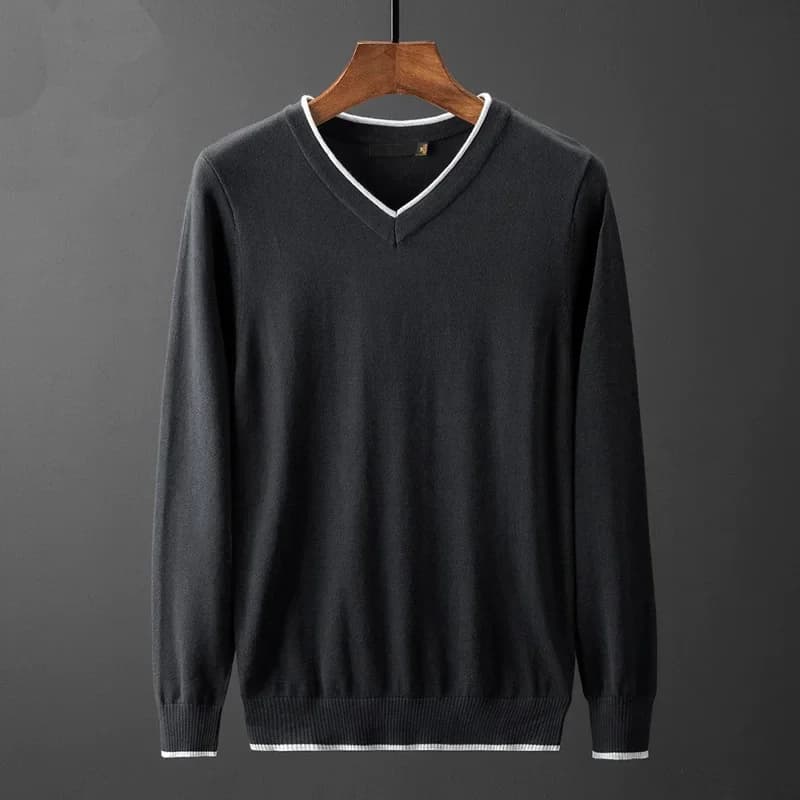 Hommes pull mode col en V tricoté pulls coupe ajustée printemps automne coréen hommes vêtements quot