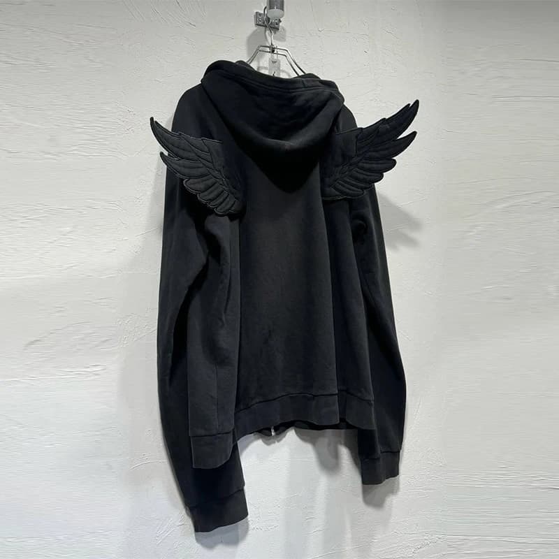 Sweat-shirt à capuche brodé Ailes d'Ange pour femme, avec décoration d'ailes au dos, style Y2K Stree