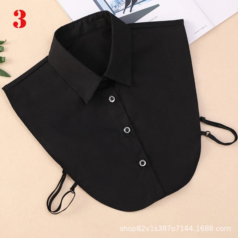 Chemisier blanc et noir, colliers détachables, faux col, chemise solide en dentelle, faux col, acces