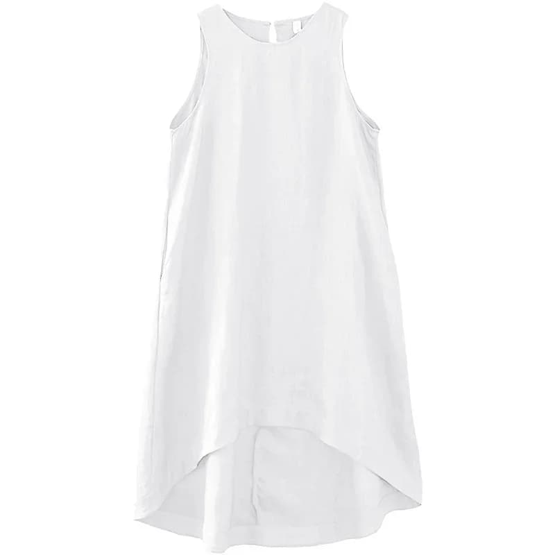 Robe Gilet d'Été 100% Lin pour Femme, Nouvelle Collection Printemps 2026, Chic, à Ourlet Asymétrique