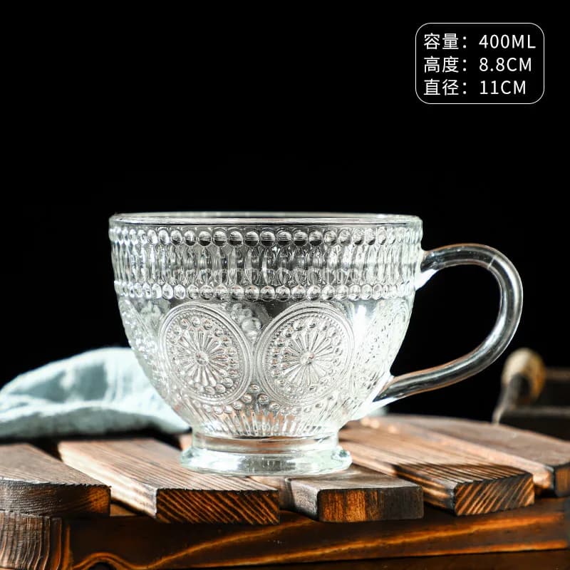 Tasse en verre en Relief Vintage, vin, café, Cocktail, lait, jus, boisson, tasse de thé transparente