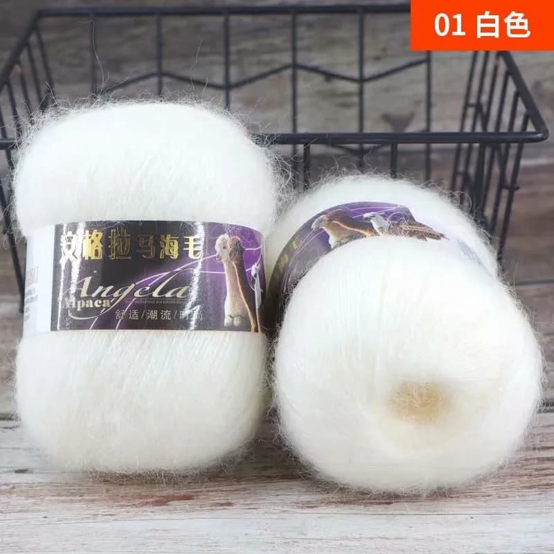 Fil de laine mohair angora pour le tricot, cachemire doux en peluche, crochet à la main, écharpe de 