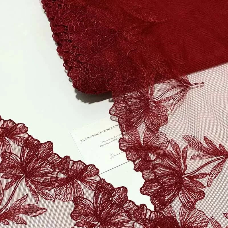 15 Yards de dentelle brodée à motifs feuilles d'érable pour la confection de soutiens-gorge, robes d