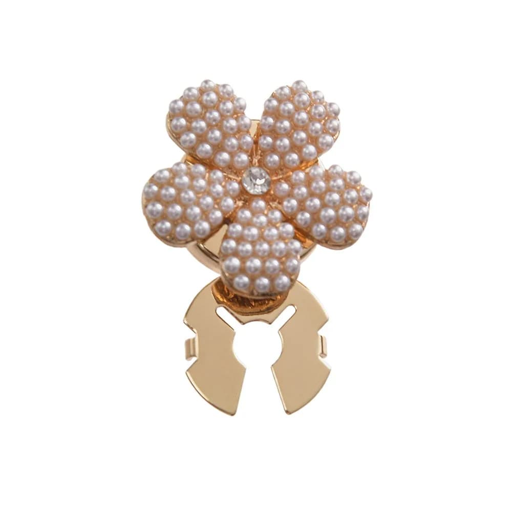 Strass perle fleur bouton couvre alliage Base dorée fleur boutons de manchette tissé à la main brico