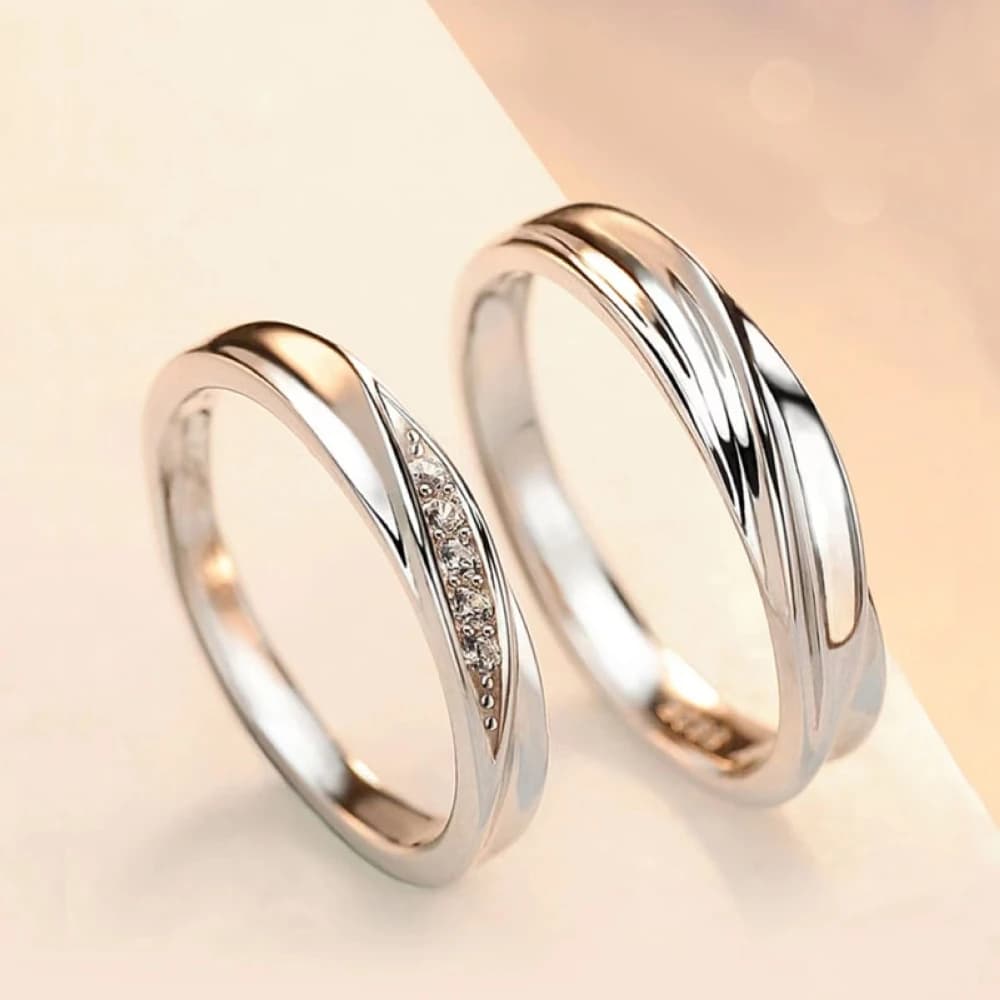 2025 offre spéciale torsion Zircon réglable Couple anneaux cuivre plaqué platine hommes femmes cheva