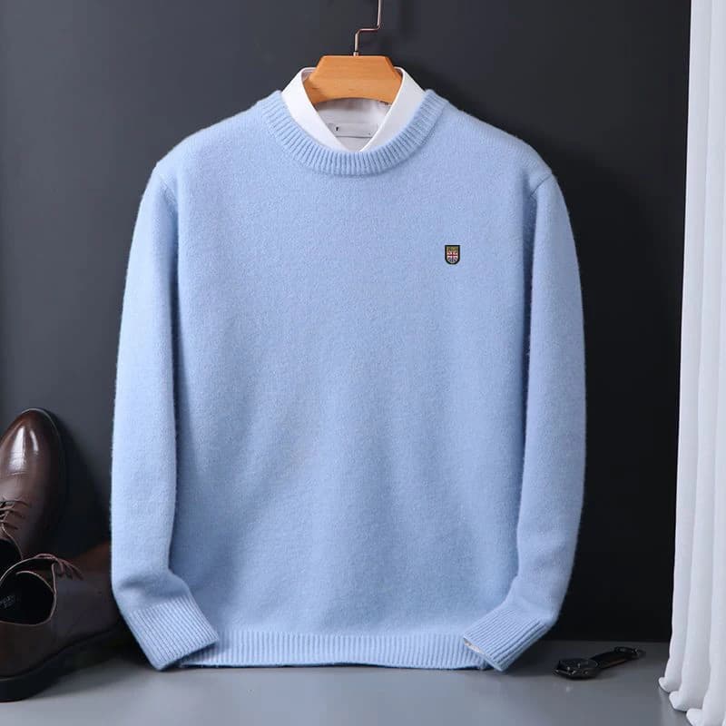 Pull surdimensionné en cachemire pour hommes, col rond, tricoté, manches longues, en laine douce et 