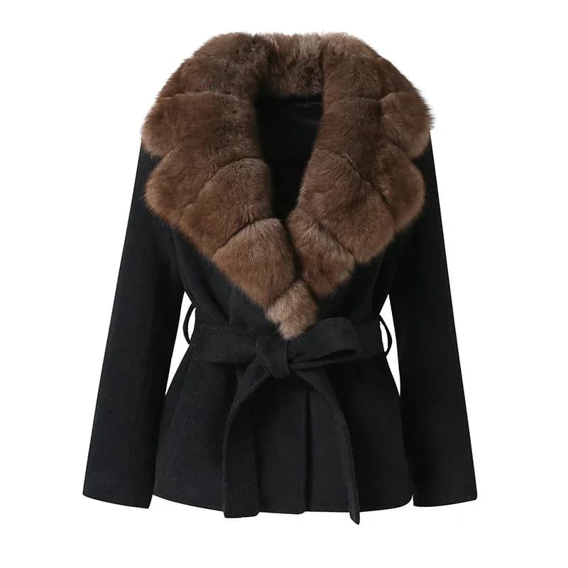 Fourrure amovible fausse fourrure femmes manteau automne hiver luxe à manches longues à lacets vêtem