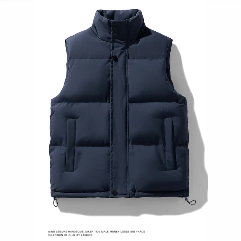 Mode d'hiver hommes veste sans manches gilet thermique doux gilets manteaux décontractés mâle coton 