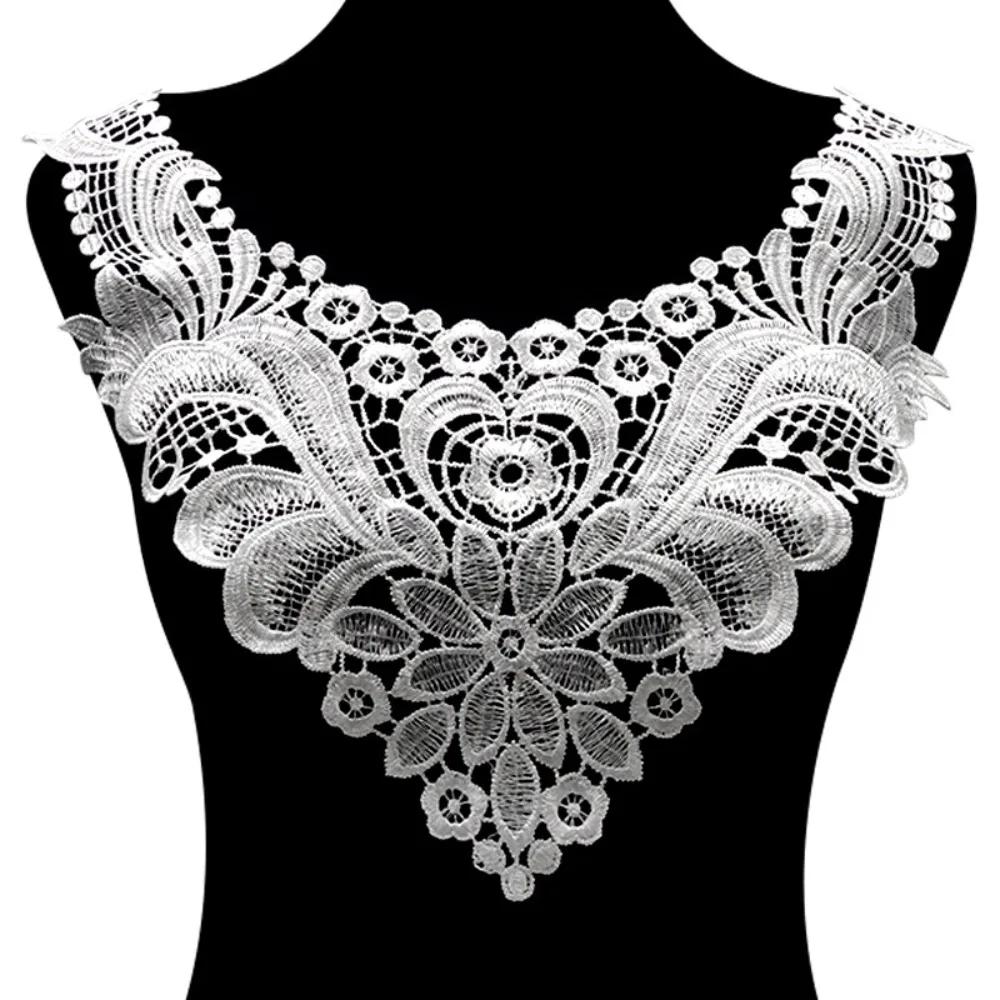 Col en dentelle creuse à broder soi-même, élégant, motif floral, accessoires vestimentaires, faux co