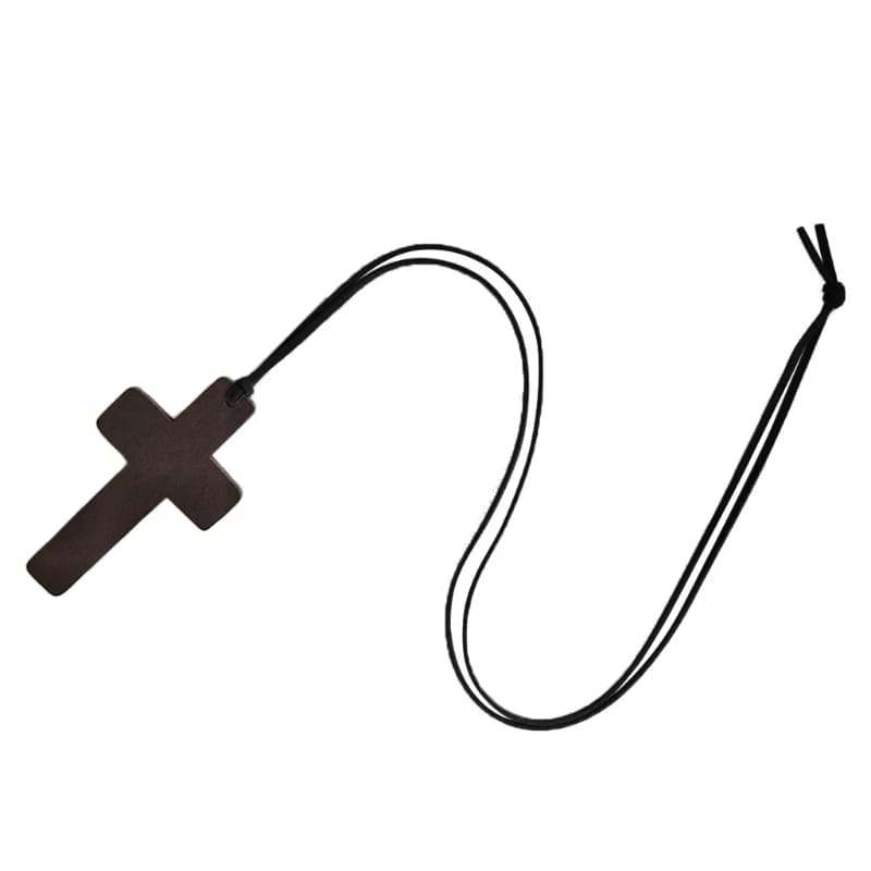 Corde rétro pour hommes femmes, marron pendentif croix, cou en bois religieux chrétien