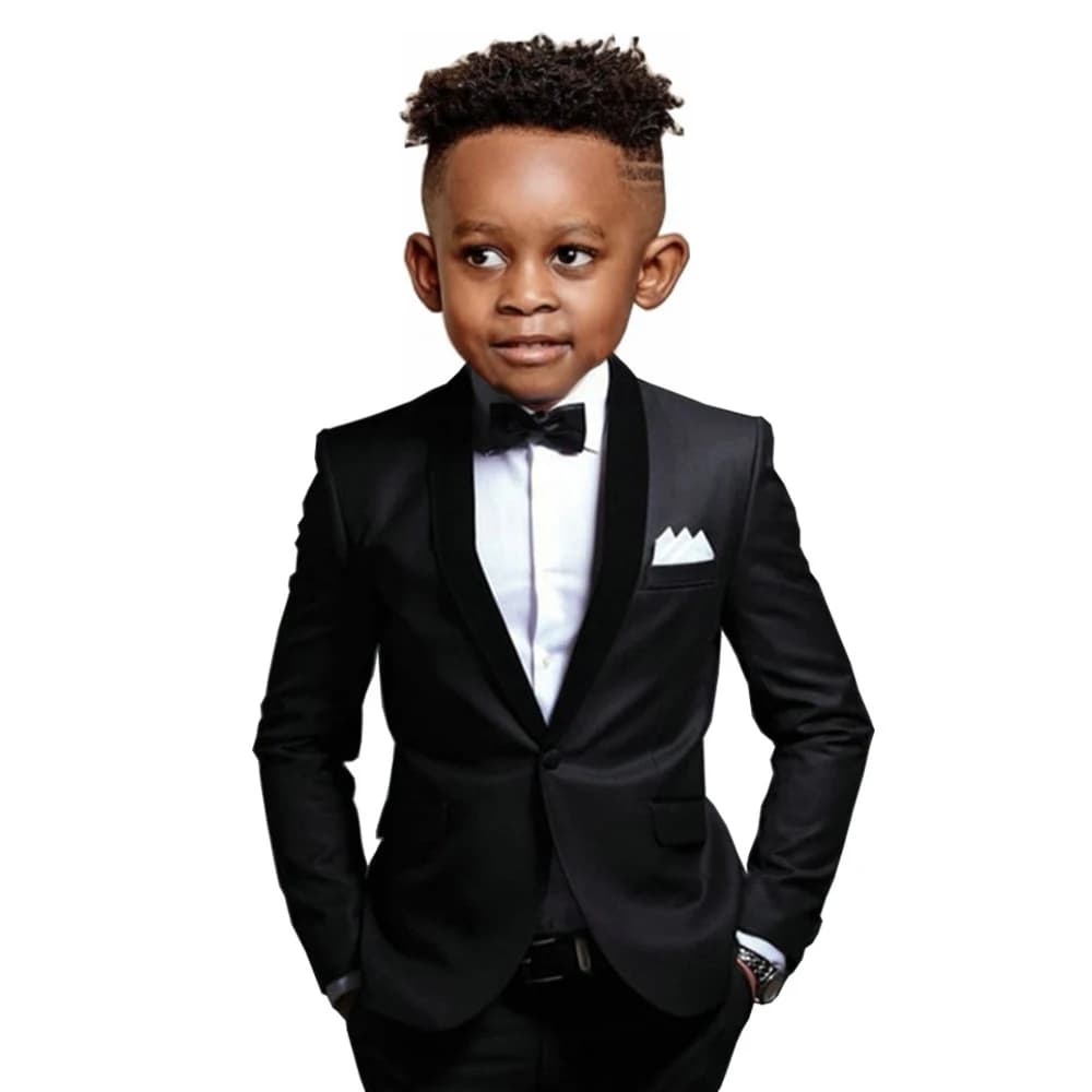 Costume noir pour garçons de 2 à 16 ans, veste, pantalon, gilet, ensemble 2 pièces, Tuxedos de maria