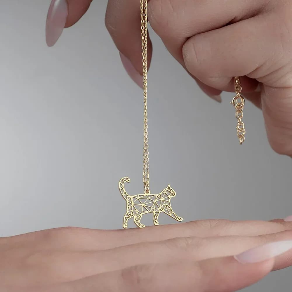 Collier chat creux mignon pour femmes et hommes, en acier inoxydable, couleur argent, chaîne pour an