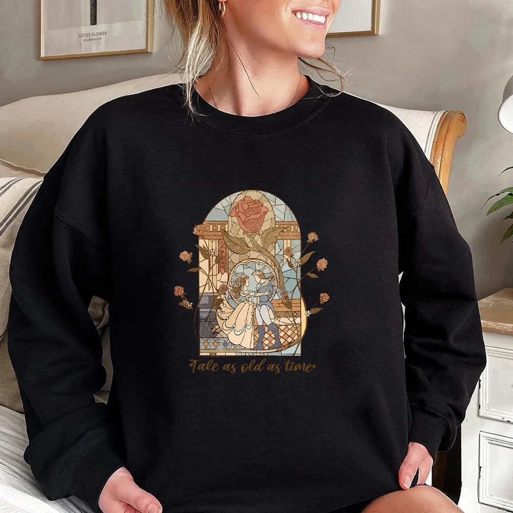 Sweat-shirt Vintage Tale As Old As Time, chemise de beauté rétro, pull de princesse esthétique, Stre
