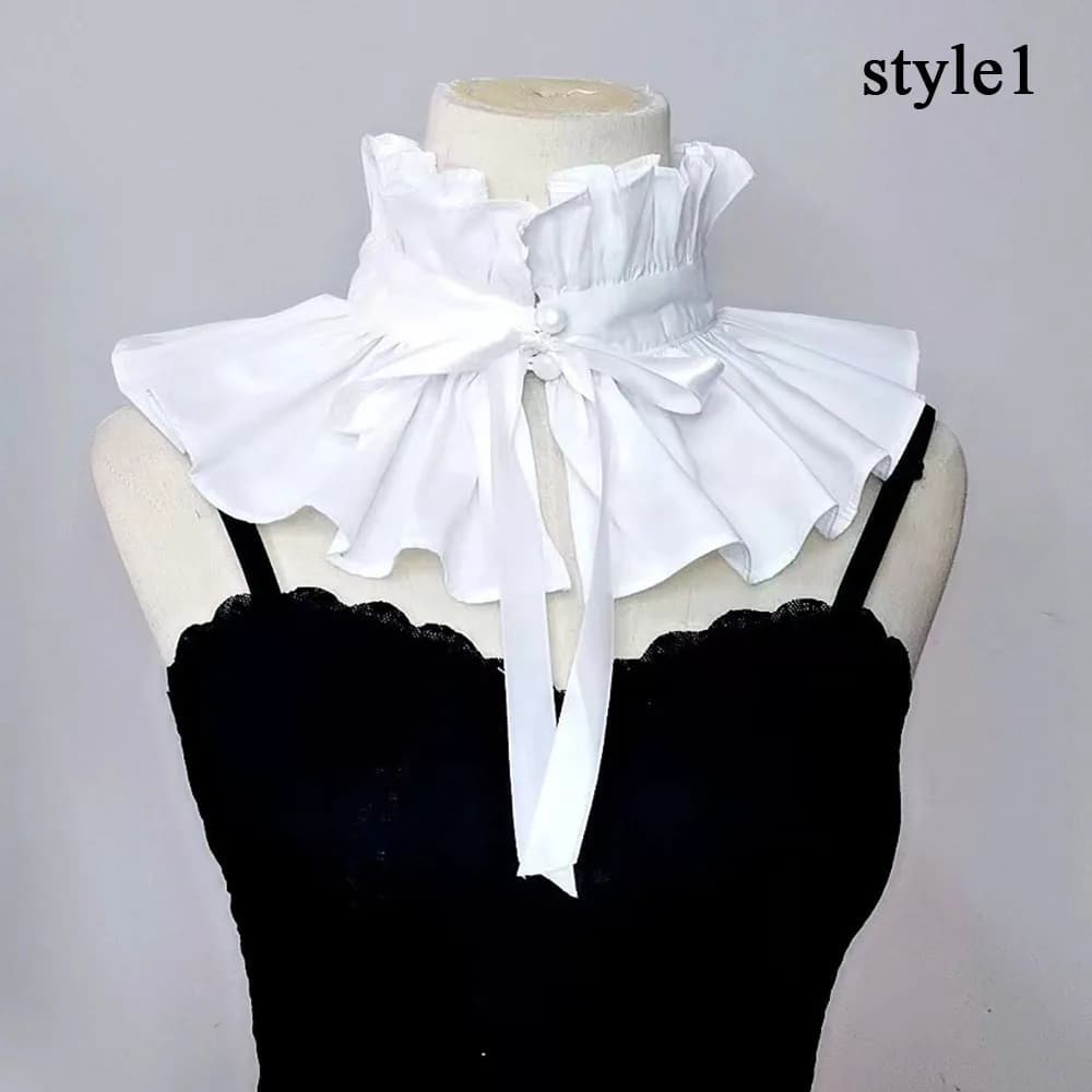 Col faux élégant pour femmes, col montant réglable, col détachable, style doux, col châle à volants 