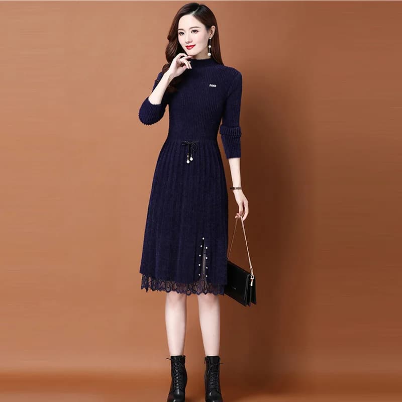 Robe tricotée pour femmes, nouveau Style automne-hiver, robe pull tricotée au dessus du genou avec m