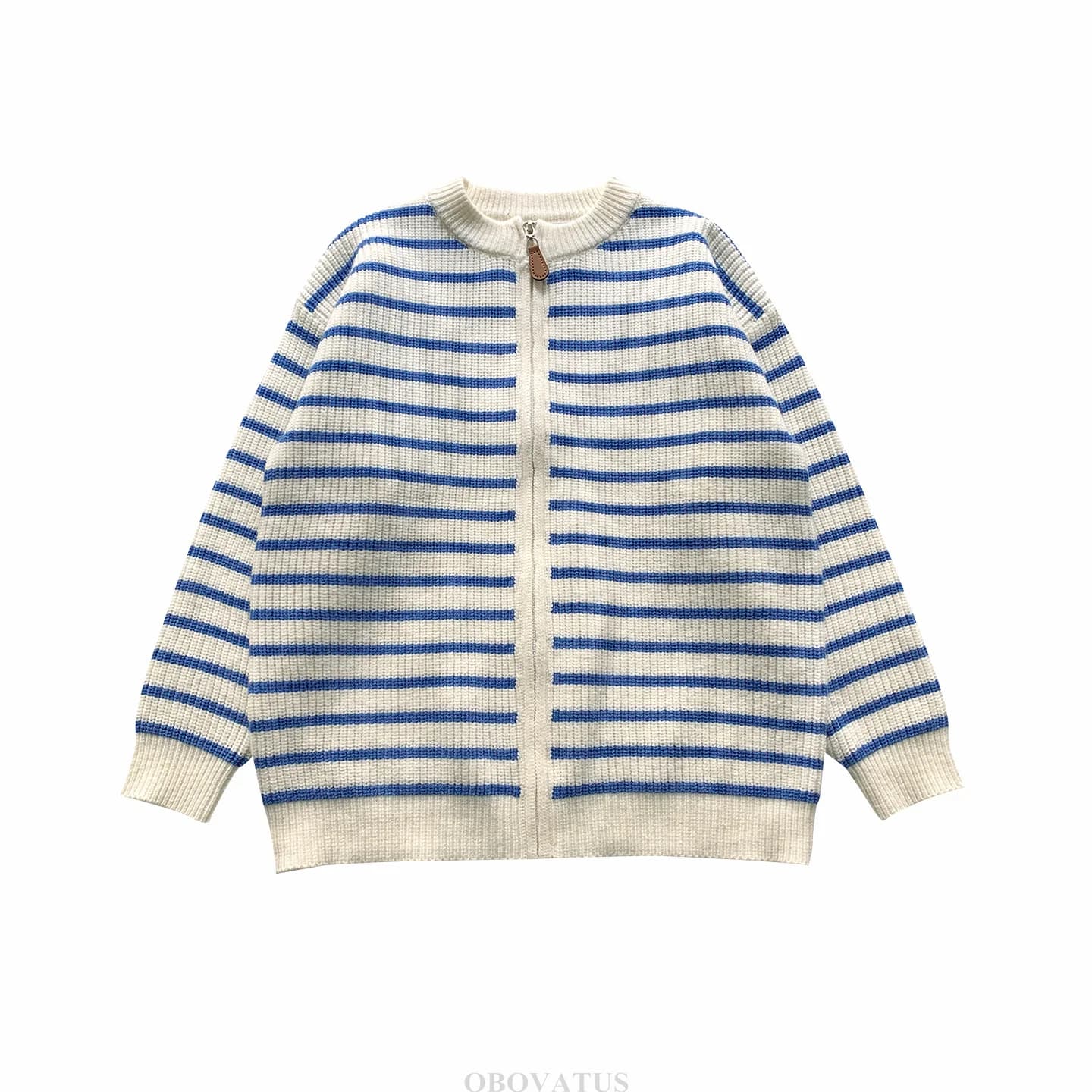 Pull rayé avec fermeture éclair pour enfants, tricots de rue, tenues pour adolescents, cardigan pour