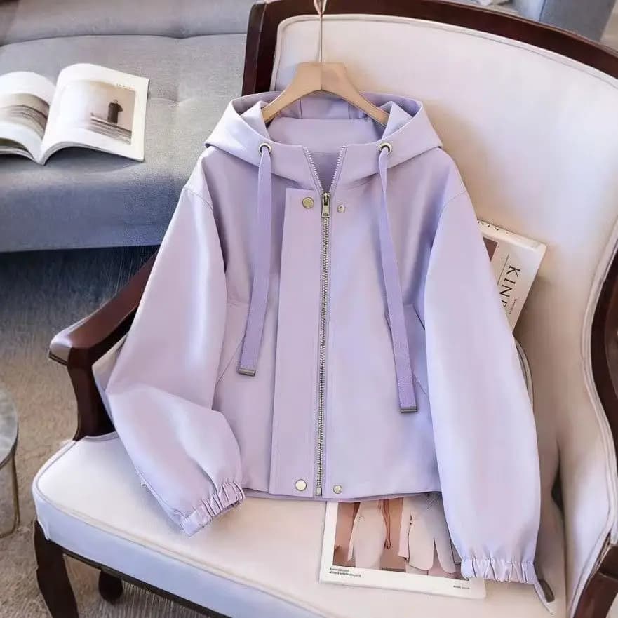 Windbreaker Hooded For Women In Spring And Autumn New Short Fashionable Versatile Casual Loose Trend